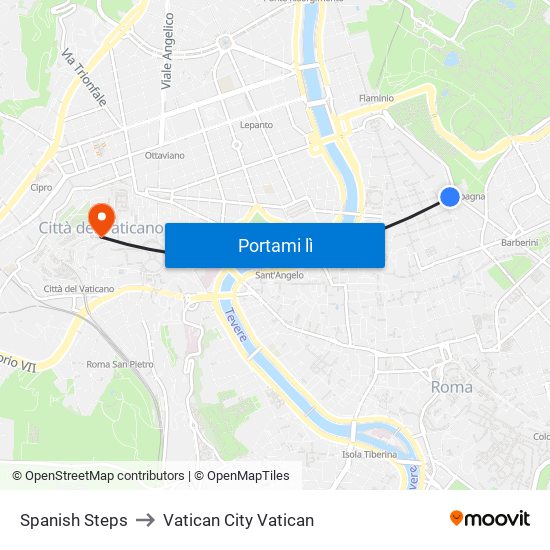 Spanish Steps to Vatican City Vatican map