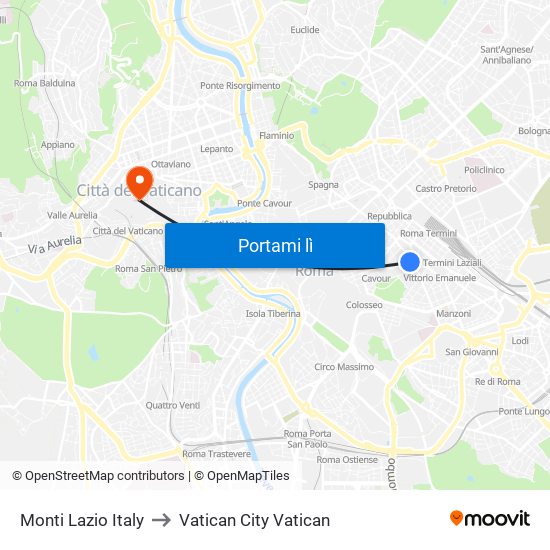 Monti Lazio Italy to Vatican City Vatican map