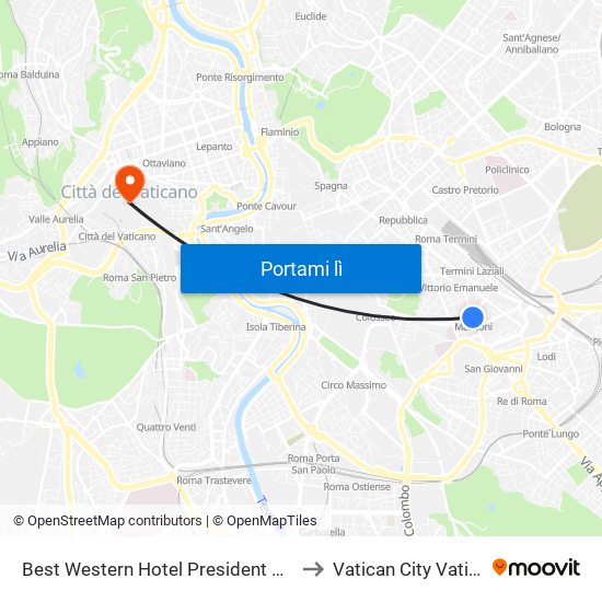 Best Western Hotel President Rome to Vatican City Vatican map