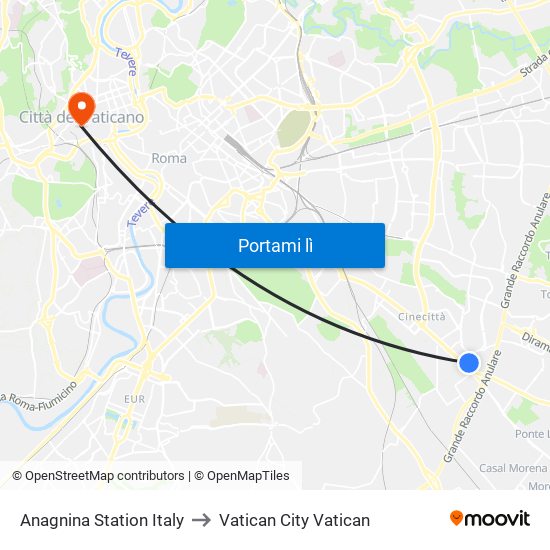 Anagnina Station Italy to Vatican City Vatican map