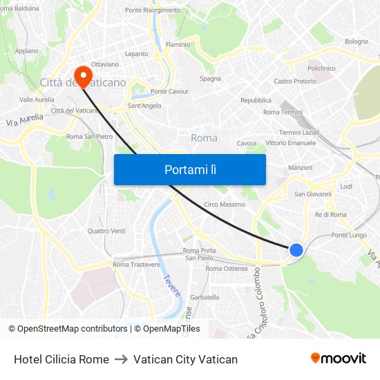 Hotel Cilicia Rome to Vatican City Vatican map