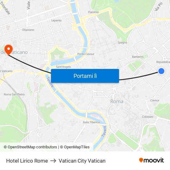 Hotel Lirico Rome to Vatican City Vatican map