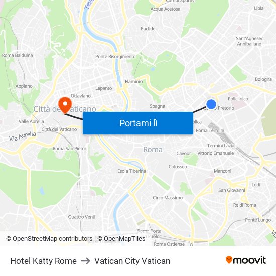 Hotel Katty Rome to Vatican City Vatican map