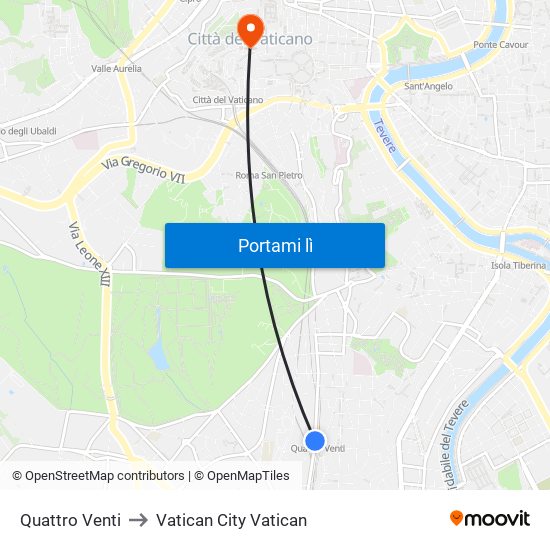 Quattro Venti to Vatican City Vatican map