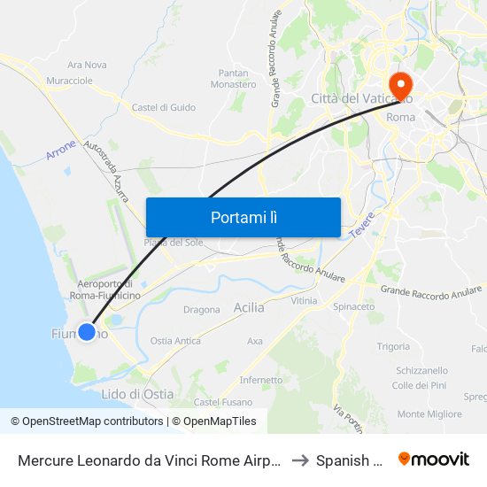 Mercure Leonardo da Vinci Rome Airport Fiumicino to Spanish Steps map