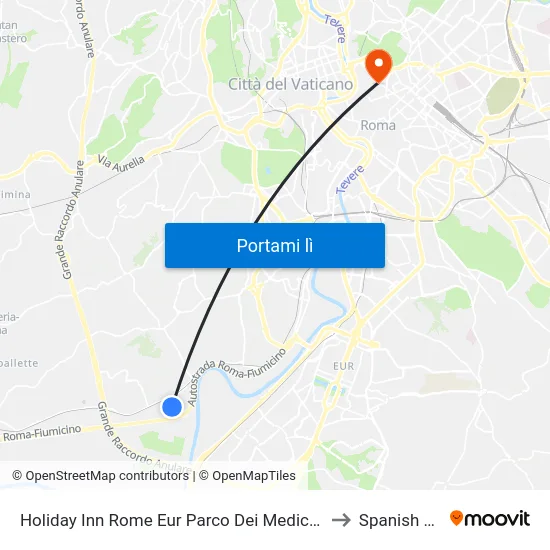 Holiday Inn Rome Eur Parco Dei Medici an IHG Hotel to Spanish Steps map