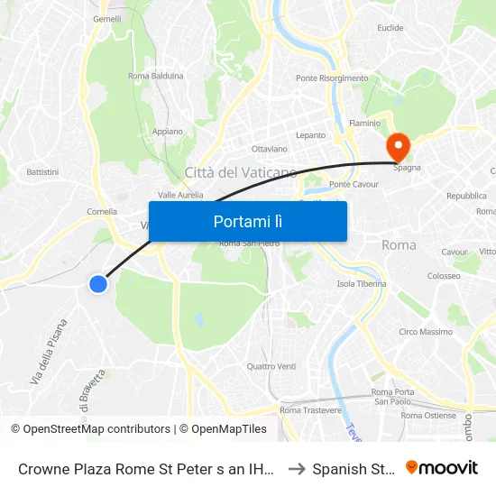 Crowne Plaza Rome St Peter s an IHG Hotel to Spanish Steps map