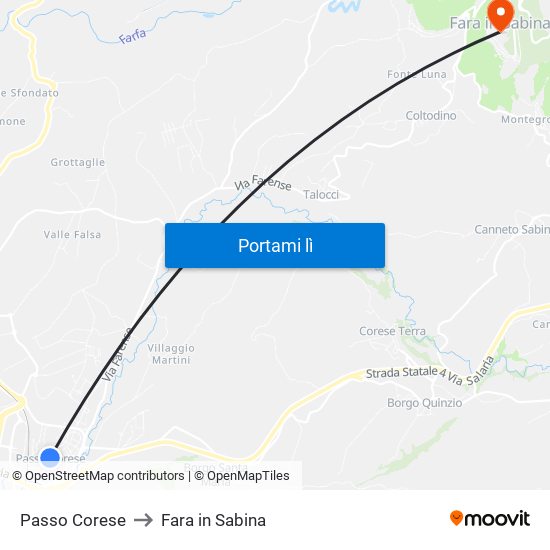 Passo Corese to Fara in Sabina map