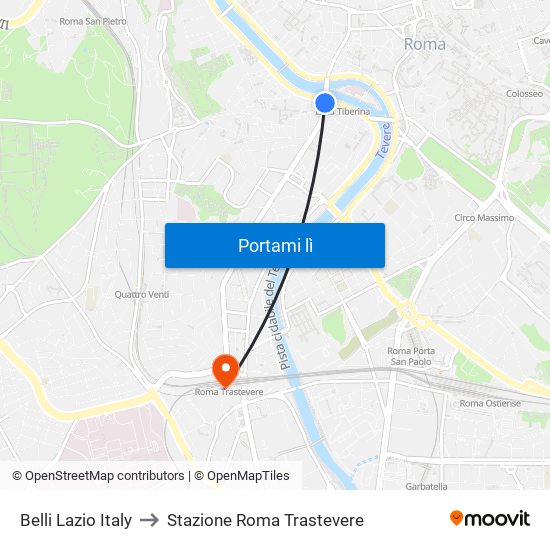 Belli Lazio Italy to Stazione Roma Trastevere map