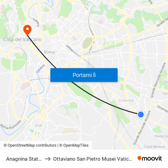 Anagnina Station Italy to Ottaviano San Pietro Musei Vaticani Rome Metro map