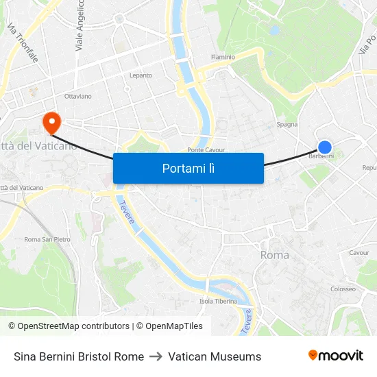 Sina Bernini Bristol Rome to Vatican Museums map
