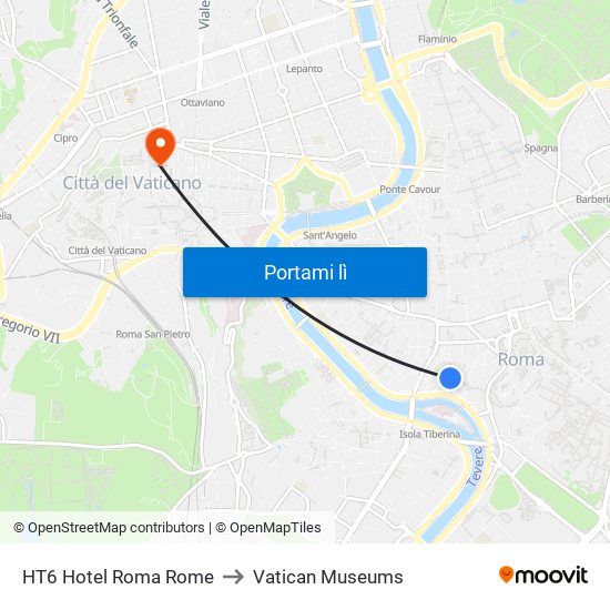 HT6 Hotel Roma Rome to Vatican Museums map