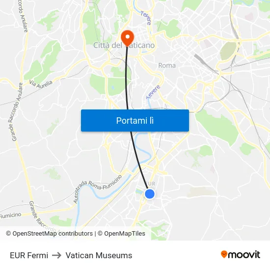 EUR Fermi to Vatican Museums map