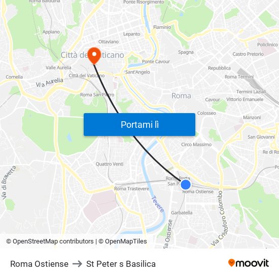 Roma Ostiense to St Peter s Basilica map