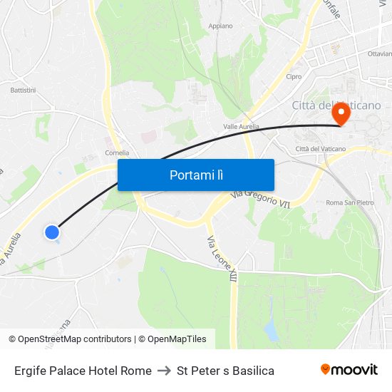 Ergife Palace Hotel Rome to St Peter s Basilica map