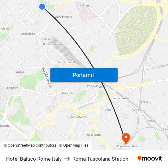 Hotel Baltico Rome Italy to Roma Tuscolana Station map