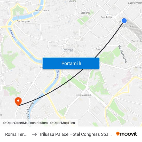Roma Termini to Trilussa Palace Hotel Congress Spa Rome map