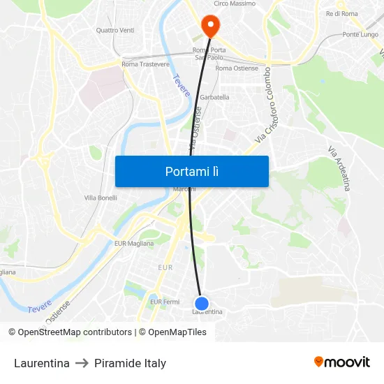 Laurentina to Piramide Italy map