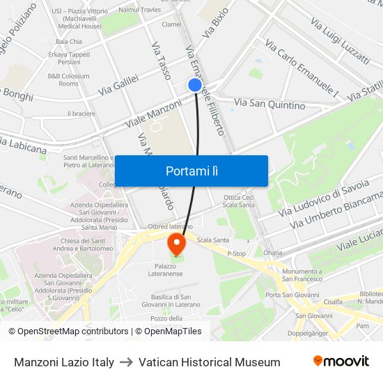 Manzoni Lazio Italy to Vatican Historical Museum map