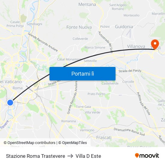 Stazione Roma Trastevere to Villa D Este map