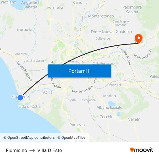 Fiumicino to Villa D Este map