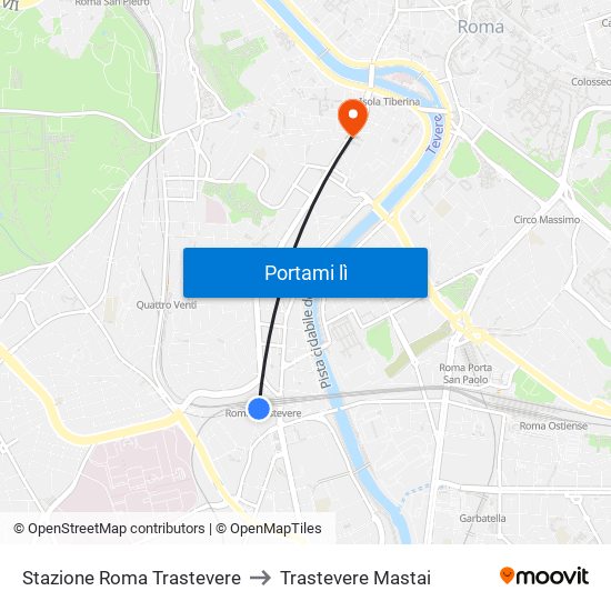 Stazione Roma Trastevere to Trastevere Mastai map