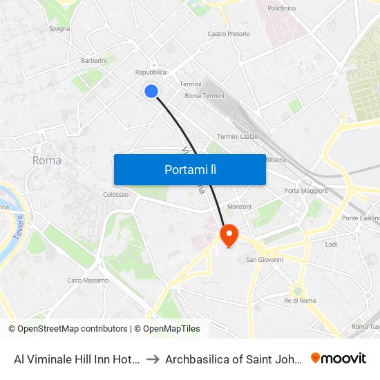 Al Viminale Hill Inn Hotel Rome to Archbasilica of Saint John Lateran map