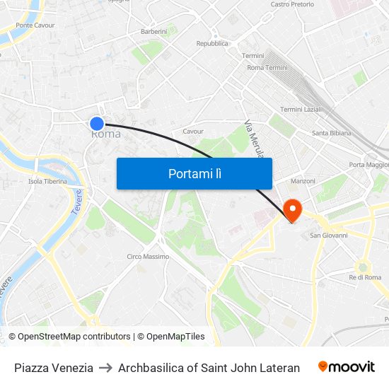 Piazza Venezia to Archbasilica of Saint John Lateran map