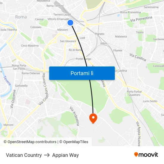 Vatican Country to Appian Way map