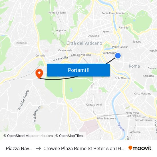 Piazza Navona to Crowne Plaza Rome St Peter s an IHG Hotel map