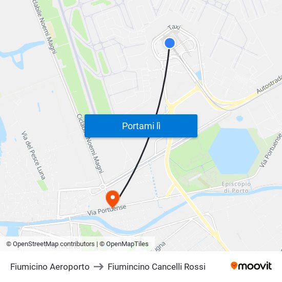 Fiumicino Aeroporto to Fiumincino Cancelli Rossi map