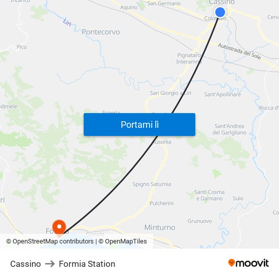 Cassino to Formia Station map