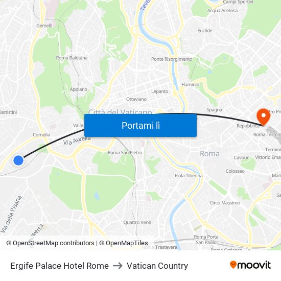 Ergife Palace Hotel Rome to Vatican Country map