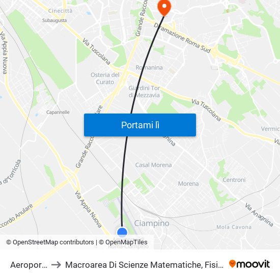 Aeroporto Ciampino to Macroarea Di Scienze Matematiche, Fisiche E Naturali – Università Di Roma Tor Vergata map