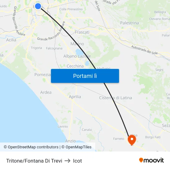 Tritone/Fontana Di Trevi to Icot map