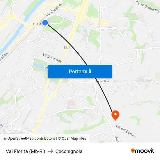 Val Fiorita (Mb-Rl) to Cecchignola map