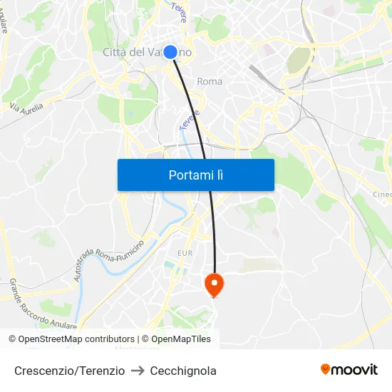 Crescenzio/Terenzio to Cecchignola map