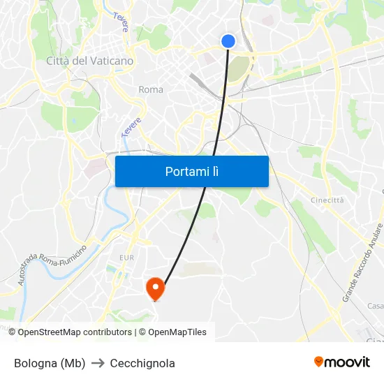 Bologna (Mb) to Cecchignola map