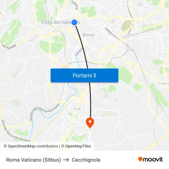 Roma Vaticano (Sitbus) to Cecchignola map