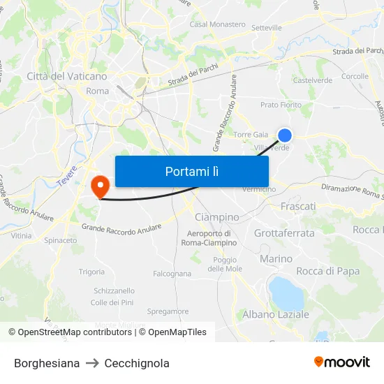 Borghesiana to Cecchignola map