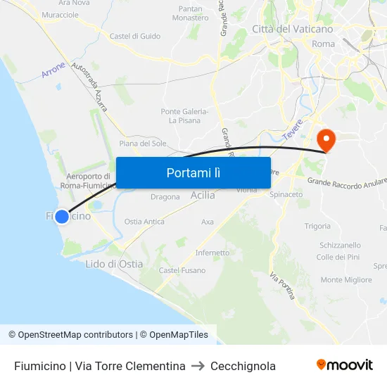 Fiumicino | Via Torre Clementina to Cecchignola map