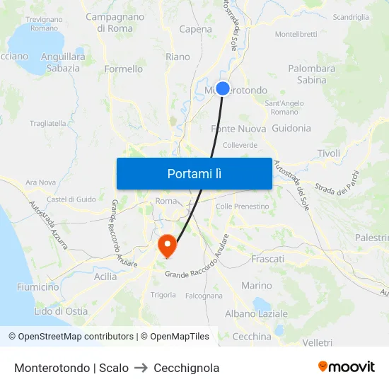 Monterotondo | Scalo to Cecchignola map
