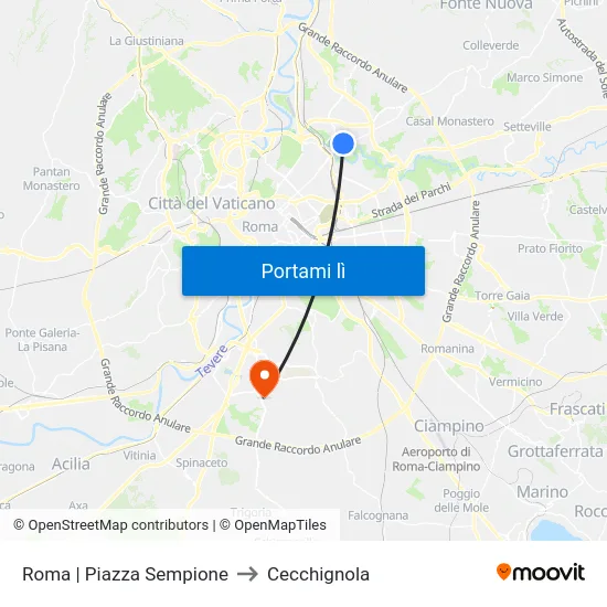 Roma | Piazza Sempione to Cecchignola map