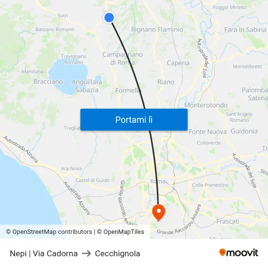 Nepi | Via Cadorna to Cecchignola map