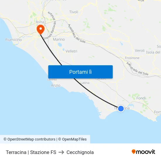 Terracina | Stazione FS to Cecchignola map