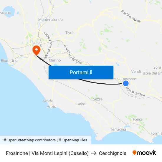 Frosinone | Via Monti Lepini (Casello) to Cecchignola map