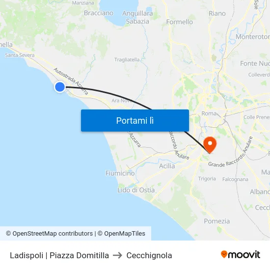 Ladispoli | Piazza Domitilla to Cecchignola map