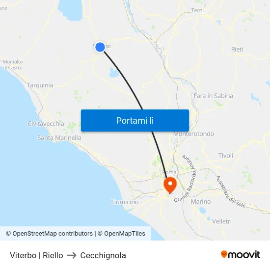 Viterbo | Riello to Cecchignola map
