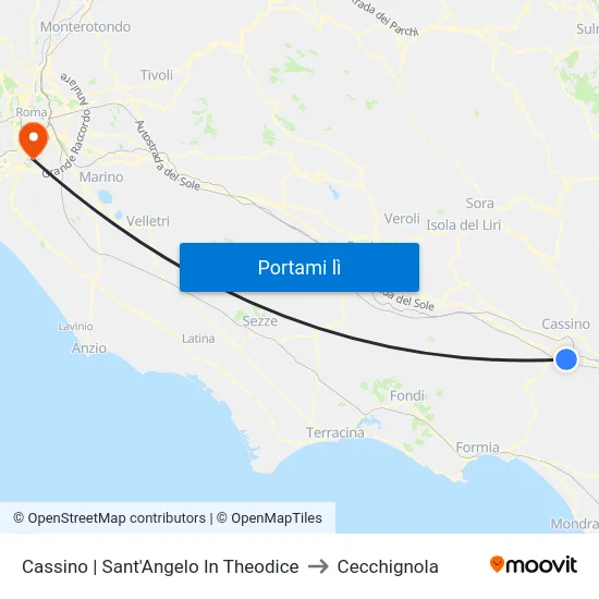 Cassino | Sant'Angelo In Theodice to Cecchignola map