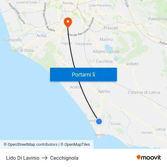 Lido Di Lavinio to Cecchignola map